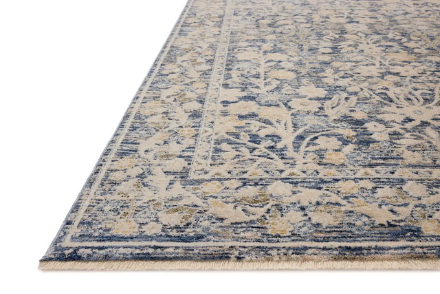 Loloi Clarisse CLS-05 Traditional Power Loomed Blue, Beige Rug - rug corner