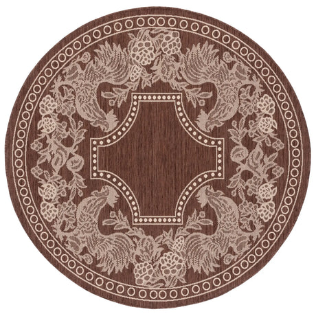 Safavieh Courtyard 5'-3" x 5'-3" Rug in Chocolate / Natural