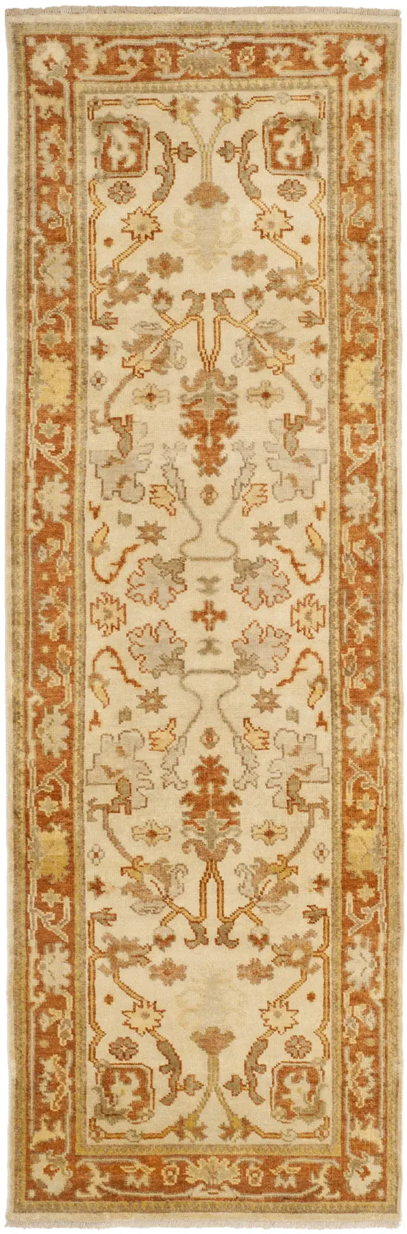 Safavieh Oushak 3'-0" x 10'-0" Rug in Ivory / Rust