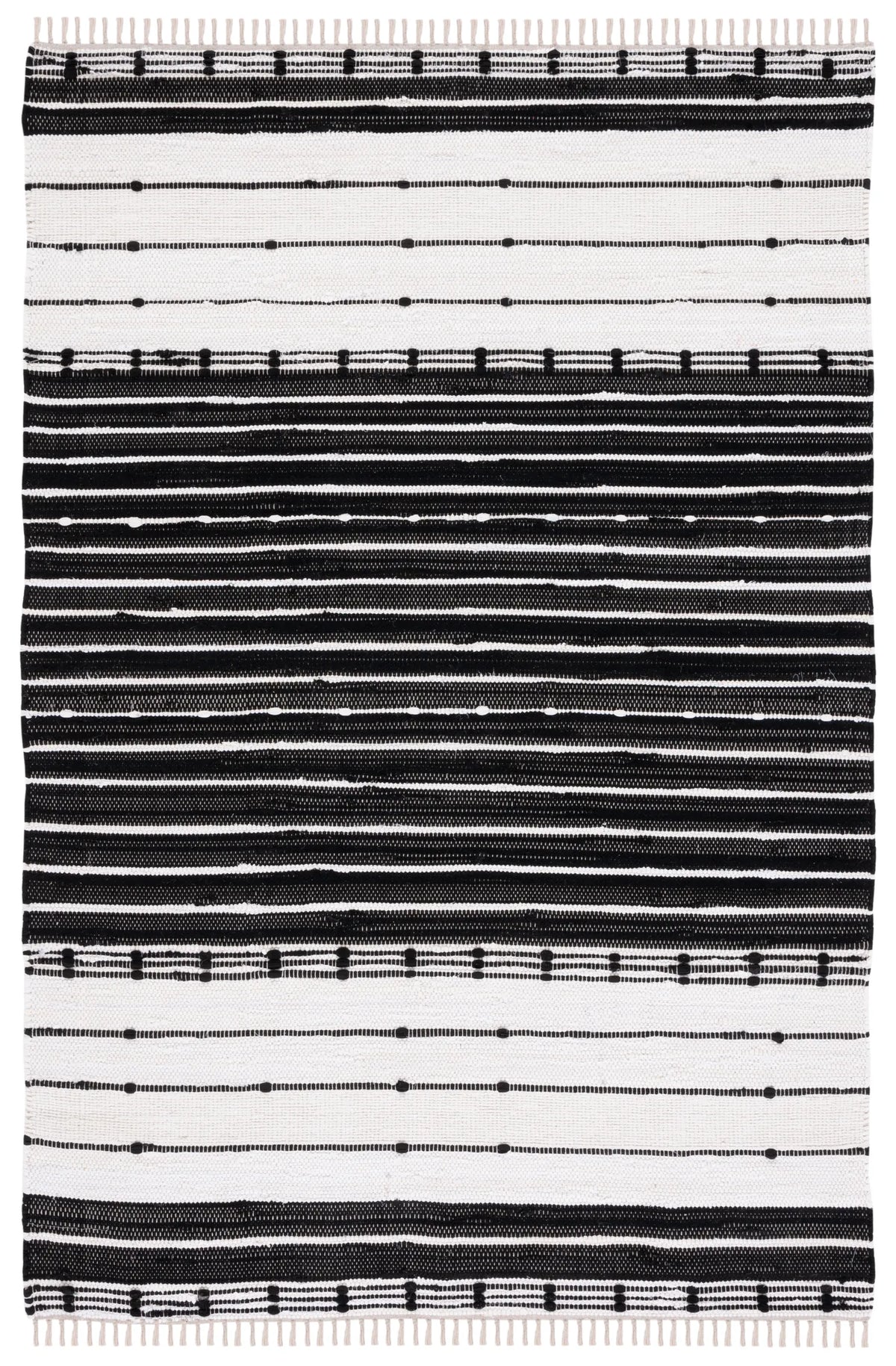 Safavieh Striped Kilim 4'-0" x 6'-0" Rug in Black / Ivory