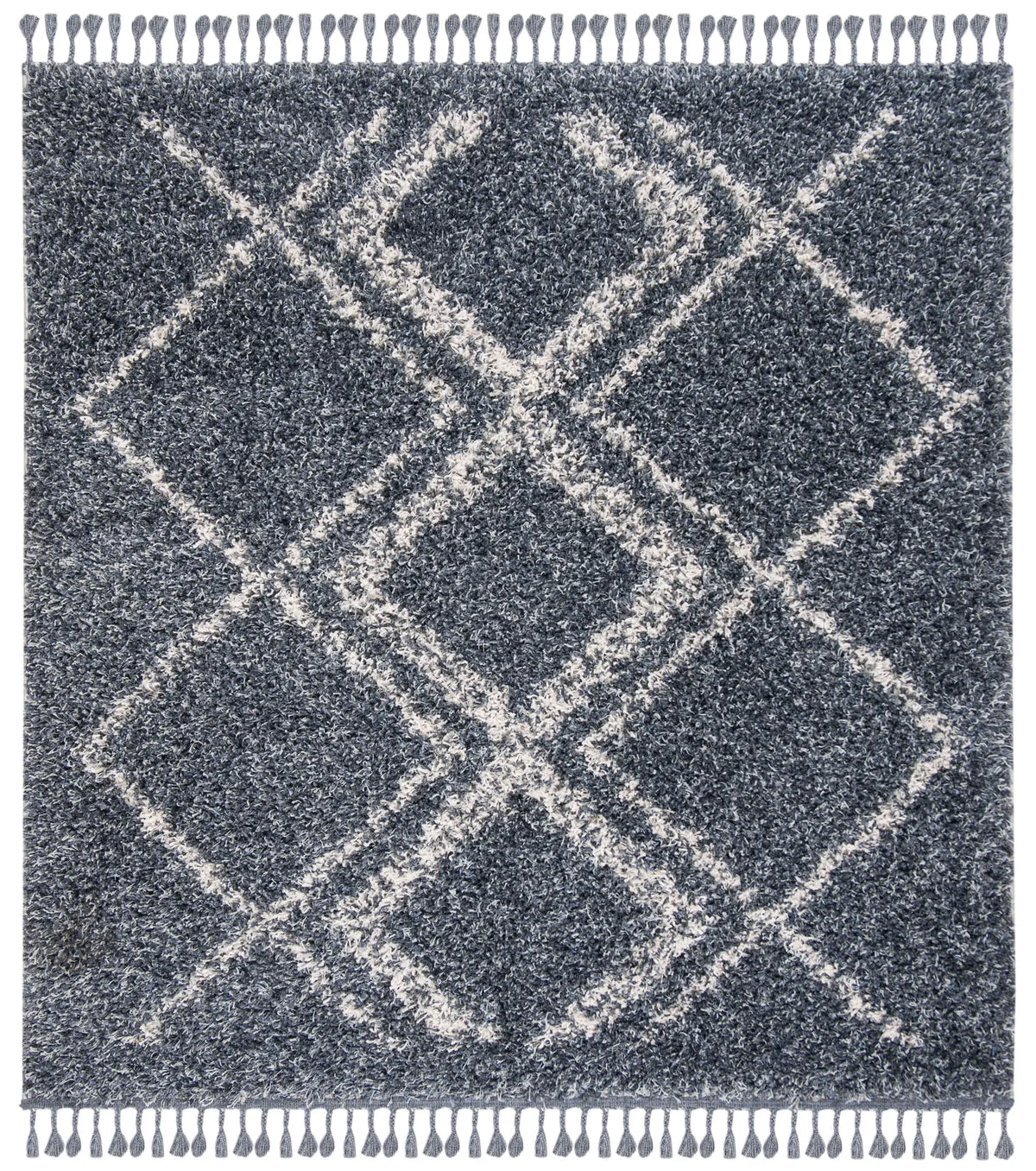 Safavieh Pro Lux Shag 400 6'-7" x 6'-7" Rug in Blue / Creme