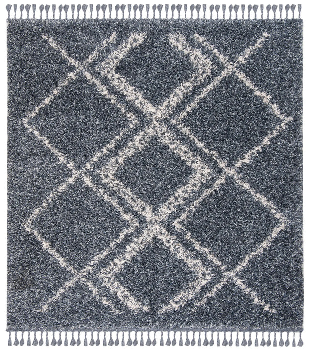 Safavieh Pro Lux Shag 400 6'-7" x 6'-7" Rug in Blue / Creme
