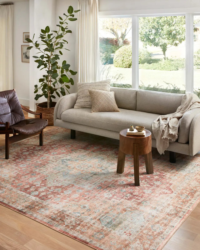 Loloi Heidi Hei-01 Terracotta/Aqua Rugs - room scene 1