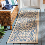 Safavieh Courtyard 2'-3" x 10'-0" Rug in Natural / Blue