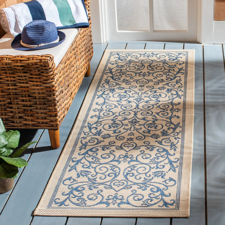 Safavieh Courtyard 2'-3" x 10'-0" Rug in Natural / Blue