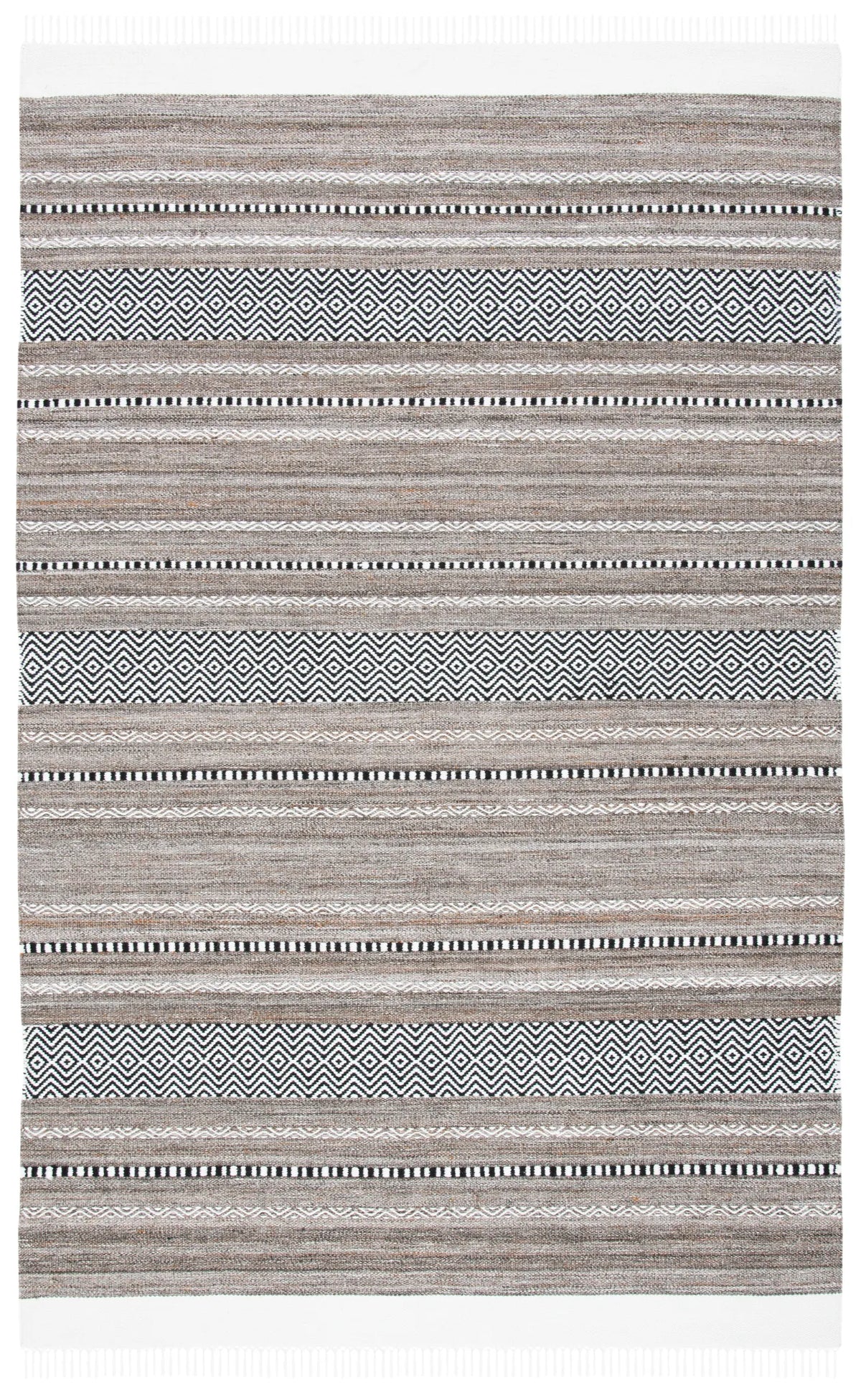Safavieh Striped Kilim 4'-0" x 6'-0" Rug in Black / Ivory