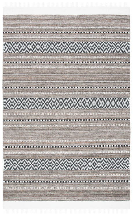Safavieh Striped Kilim 4'-0" x 6'-0" Rug in Black / Ivory