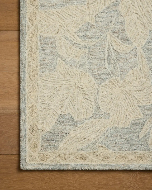 Loloi Lenore LNO-01 Blue / Natural Rug - corner on wood
