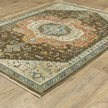 Oriental Weavers Sphinx Francesca Fr09M Brown/ Multi Rug - angle detail