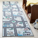 Safavieh Kids Playhouse 200 2'-2" x 6'-0" Rug in Blue / Dark Grey