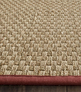 Safavieh Natural Fiber 2'-6" x 10'-0" Rug in Natural / Burgundy Red