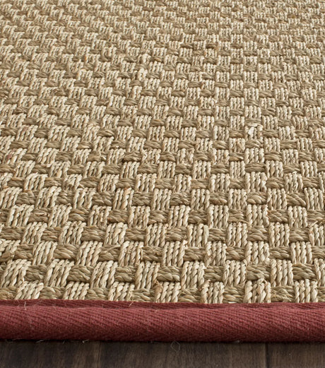 Safavieh Natural Fiber 2'-6" x 10'-0" Rug in Natural / Burgundy Red