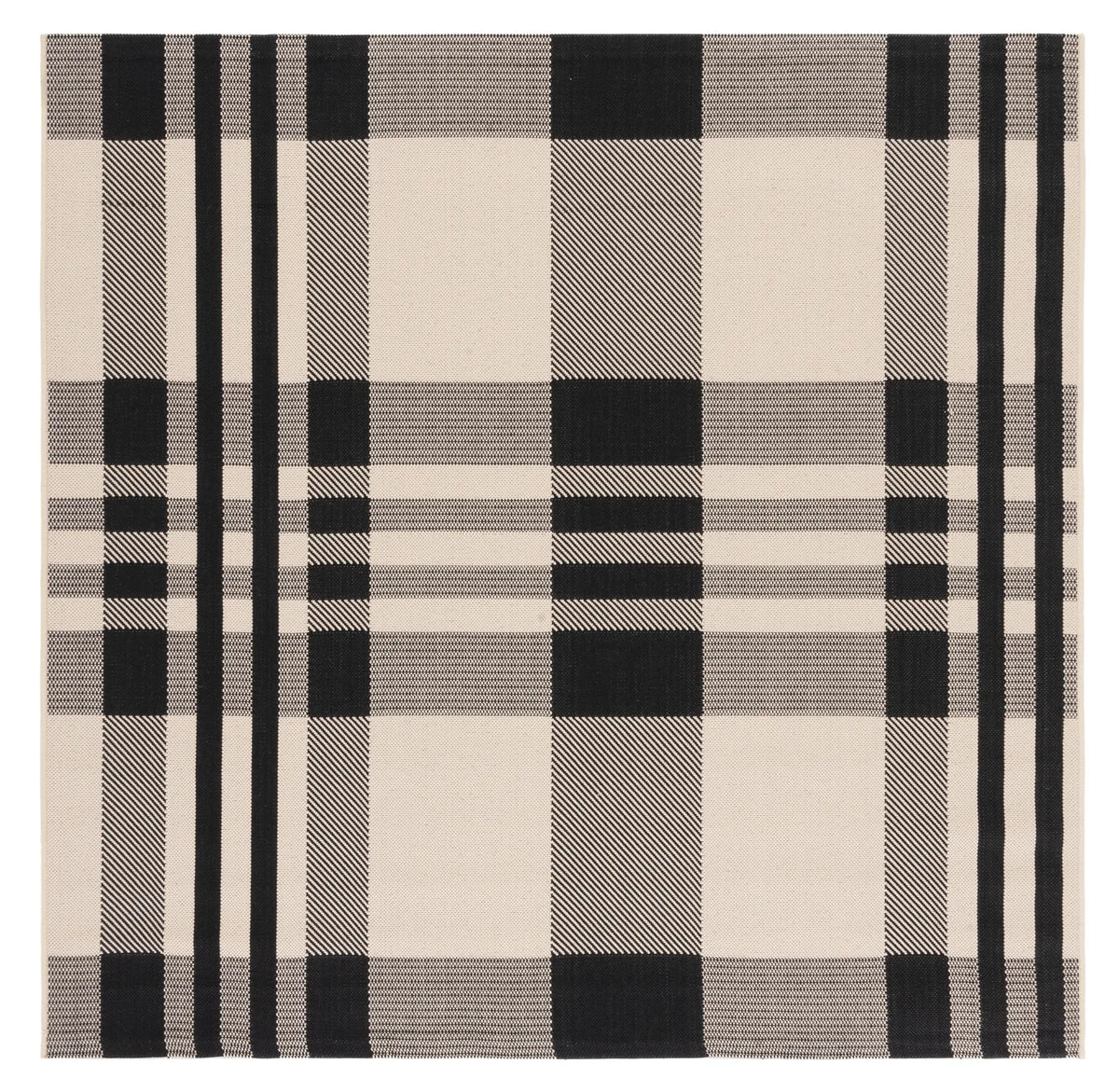 Safavieh Courtyard 6'-7" x 6'-7" Rug in Black / Bone