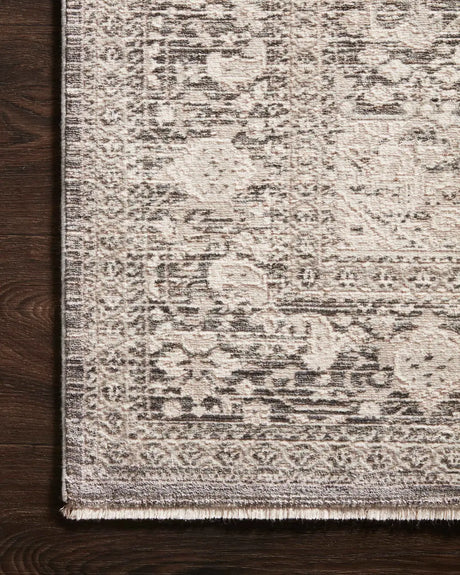 Loloi Homage Hom-04 Ivory/Grey Rugs - corner on wood