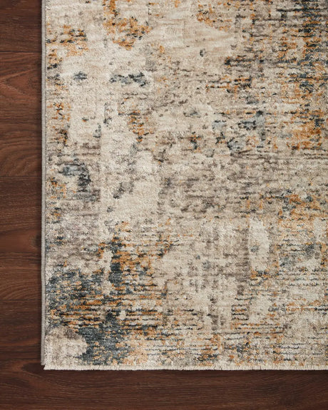 Loloi Axel Axe-04 Ocean/Beige Rugs - corner on wood