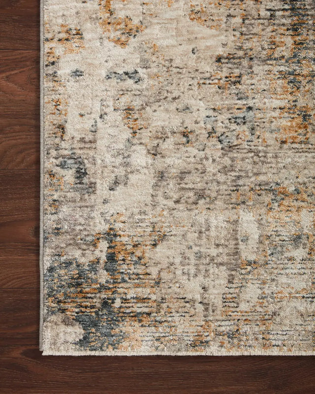 Loloi Axel Axe-04 Ocean/Beige Rugs - corner on wood