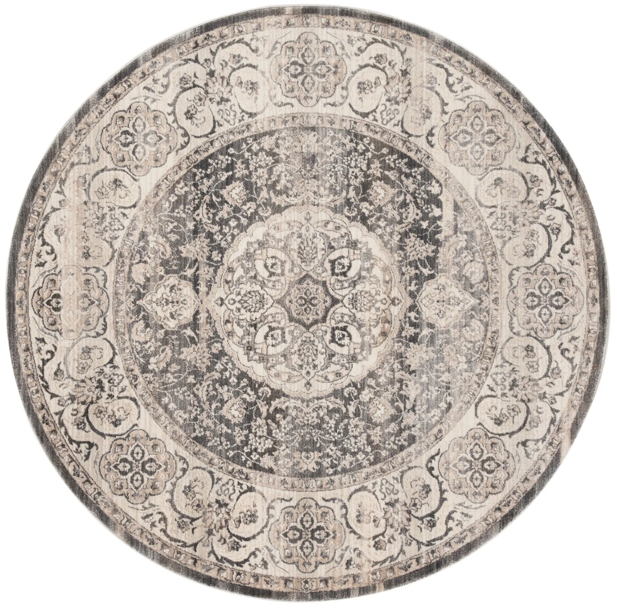 Safavieh Vintage Persian 5'-0" x 5'-0" Rug in Dark Grey / Ivory