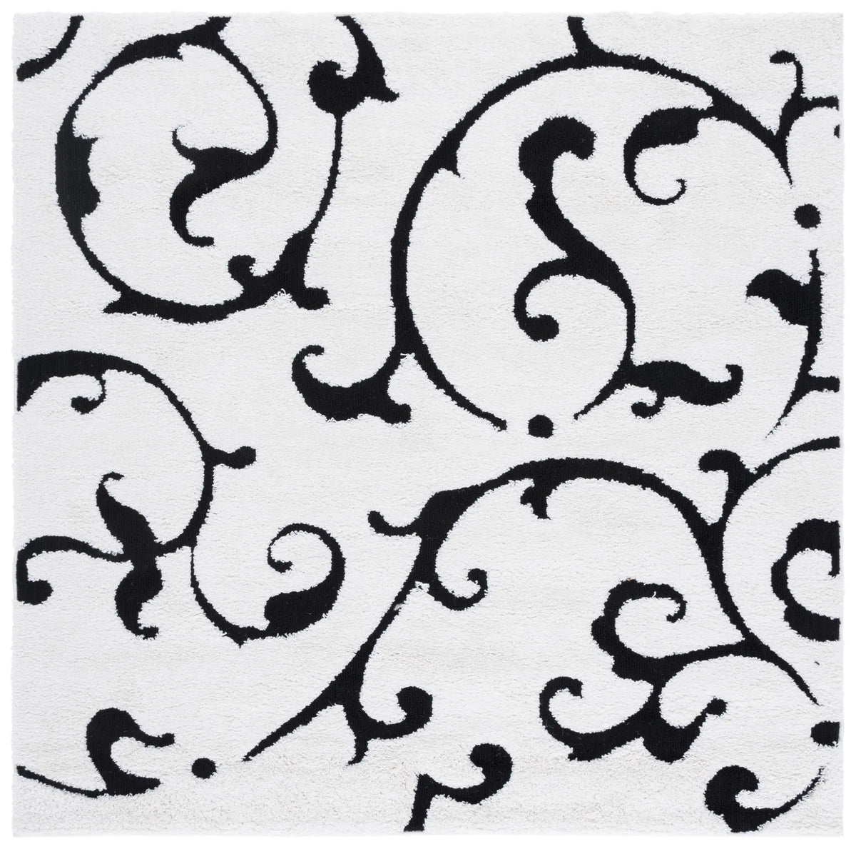 Safavieh Florida Shag 6'-7" x 6'-7" Rug in Ivory / Black