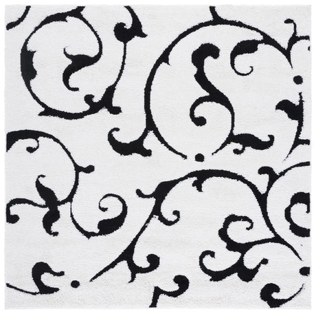 Safavieh Florida Shag 6'-7" x 6'-7" Rug in Ivory / Black