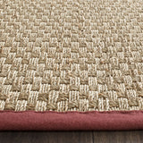 Safavieh Natural Fiber 2'-6" x 8'-0" Rug in Natural / Burgundy Red