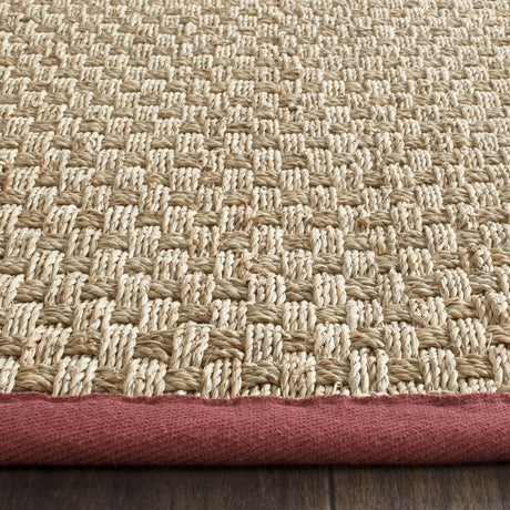 Safavieh Natural Fiber 2'-6" x 8'-0" Rug in Natural / Burgundy Red