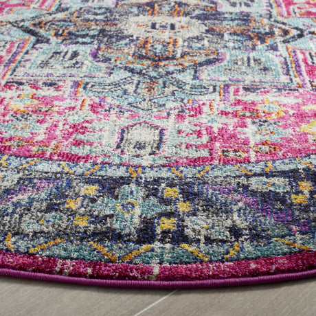 Safavieh Monaco 6'-7" x 6'-7" Rug in Fuchsia / Grey