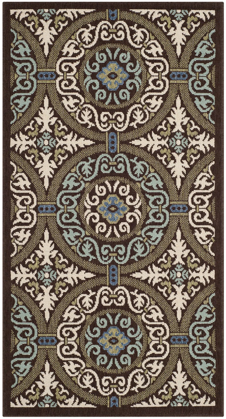 Safavieh Veranda 2'-7" x 5'-0" Rug in Chocolate / Cream