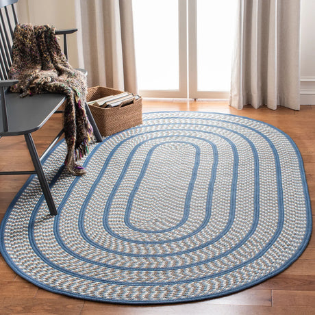 Safavieh Braided 5'-0" x 8'-0" Rug in Ivory / Blue