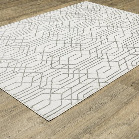 Oriental Weavers Montecito 4158W White/ Grey Rug - angle detail