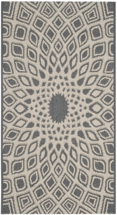 Safavieh Courtyard 2'-0" x 3'-7" Rug in Anthracite / Beige