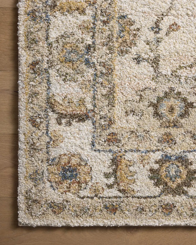 Loloi Tamryn Tam-03 Ivory/Multi Rug - corner on wood