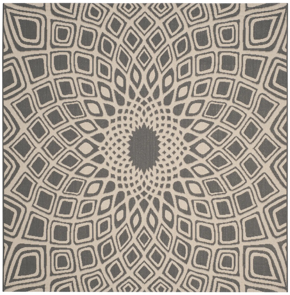 Safavieh Courtyard 6'-7" x 6'-7" Rug in Anthracite / Beige