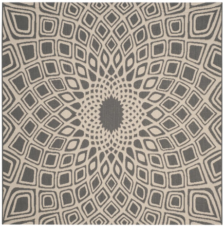 Safavieh Courtyard 6'-7" x 6'-7" Rug in Anthracite / Beige