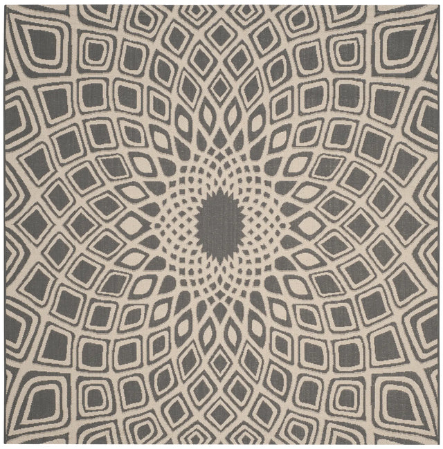 Safavieh Courtyard 6'-7" x 6'-7" Rug in Anthracite / Beige
