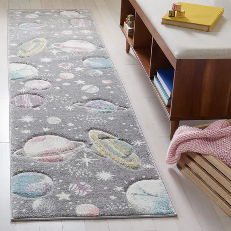 Safavieh Carousel Kids 100 2'-3" x 10'-0" Rug in Grey / Lavender