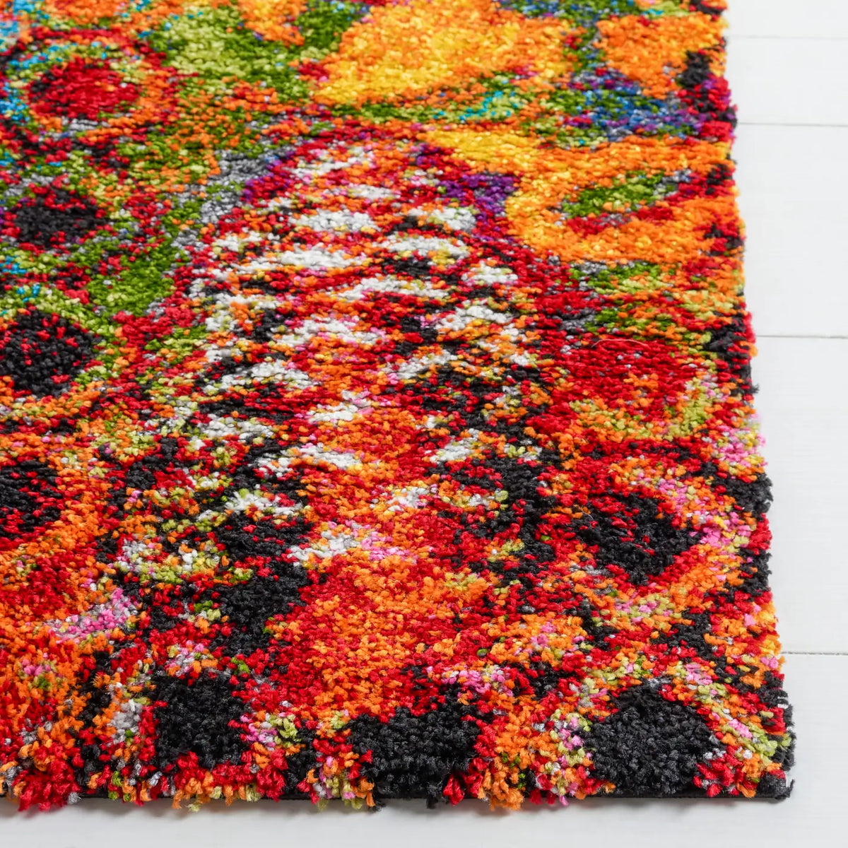 Safavieh Fiesta Shag 4'-0" x 6'-0" Rug in Turquoise / Multi