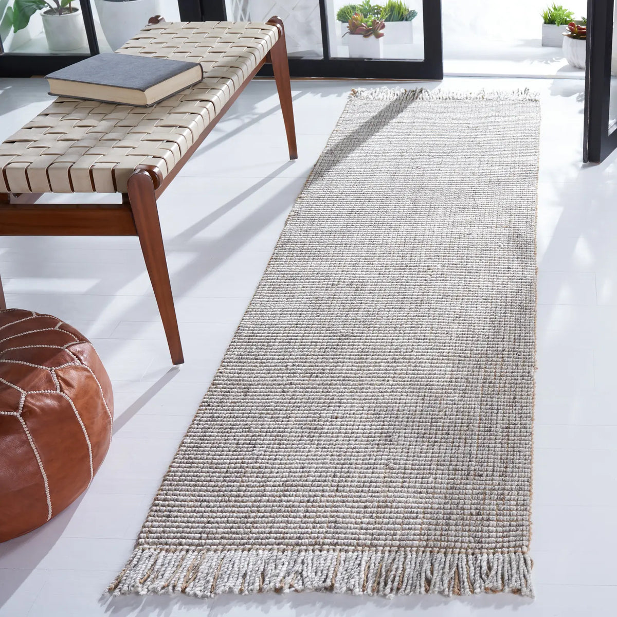 Safavieh Natural Fiber 2'-3" x 10'-0" Rug in Silver / Natural