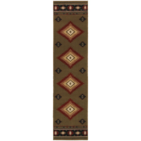 Oriental Weavers Sphinx Hudson 087j1 Green / Red Rugs - runner
