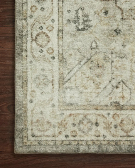 Loloi Rosette Ros-09 Sage/Beige Rugs - corner on wood