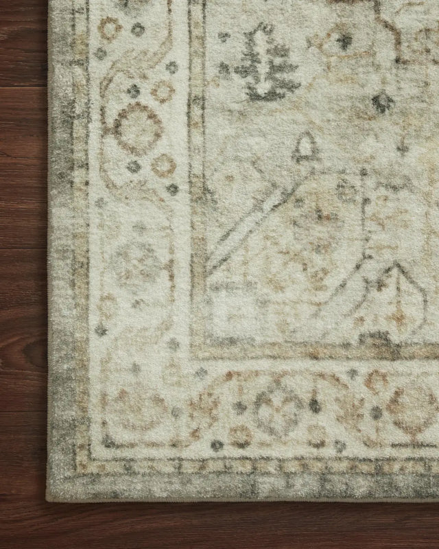 Loloi Rosette Ros-09 Sage/Beige Rugs - corner on wood