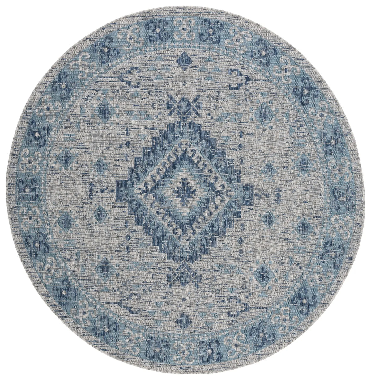 Safavieh Courtyard 6'-7" x 6'-7" Rug in Light Grey / Blue