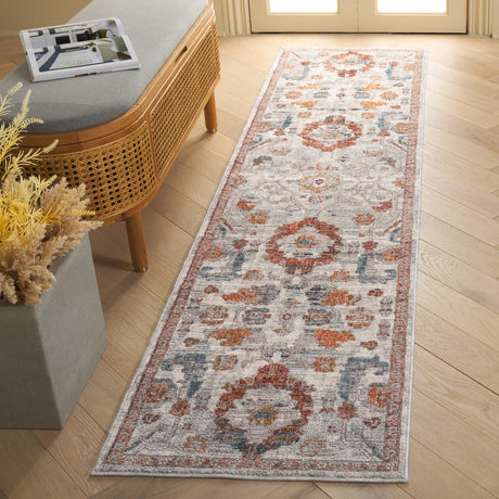 Safavieh Heirloom 700 2'-0" x 8'-0" Rug in Ivory Grey / Rust