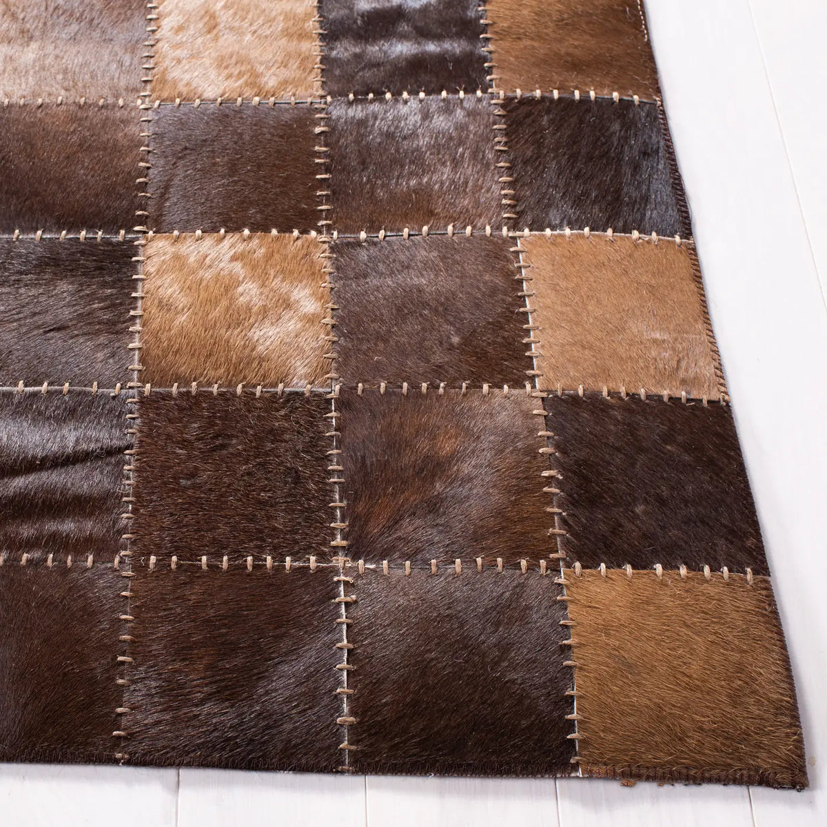 Safavieh Studio Leather 4'-0" x 6'-0" Rug in Brown / Beige