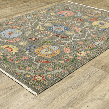 Oriental Weavers Lucca 5506K Grey/ Multi Rug - angle detail