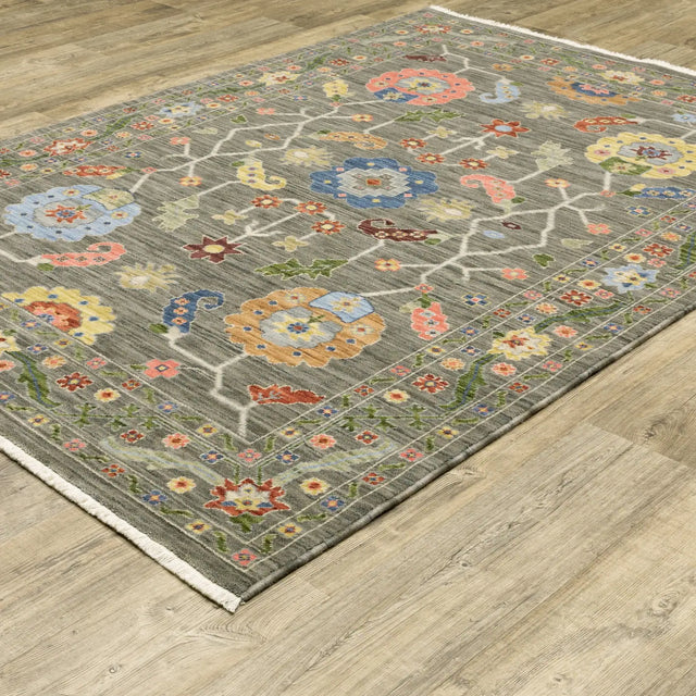 Oriental Weavers Lucca 5506K Grey/ Multi Rug - angle detail