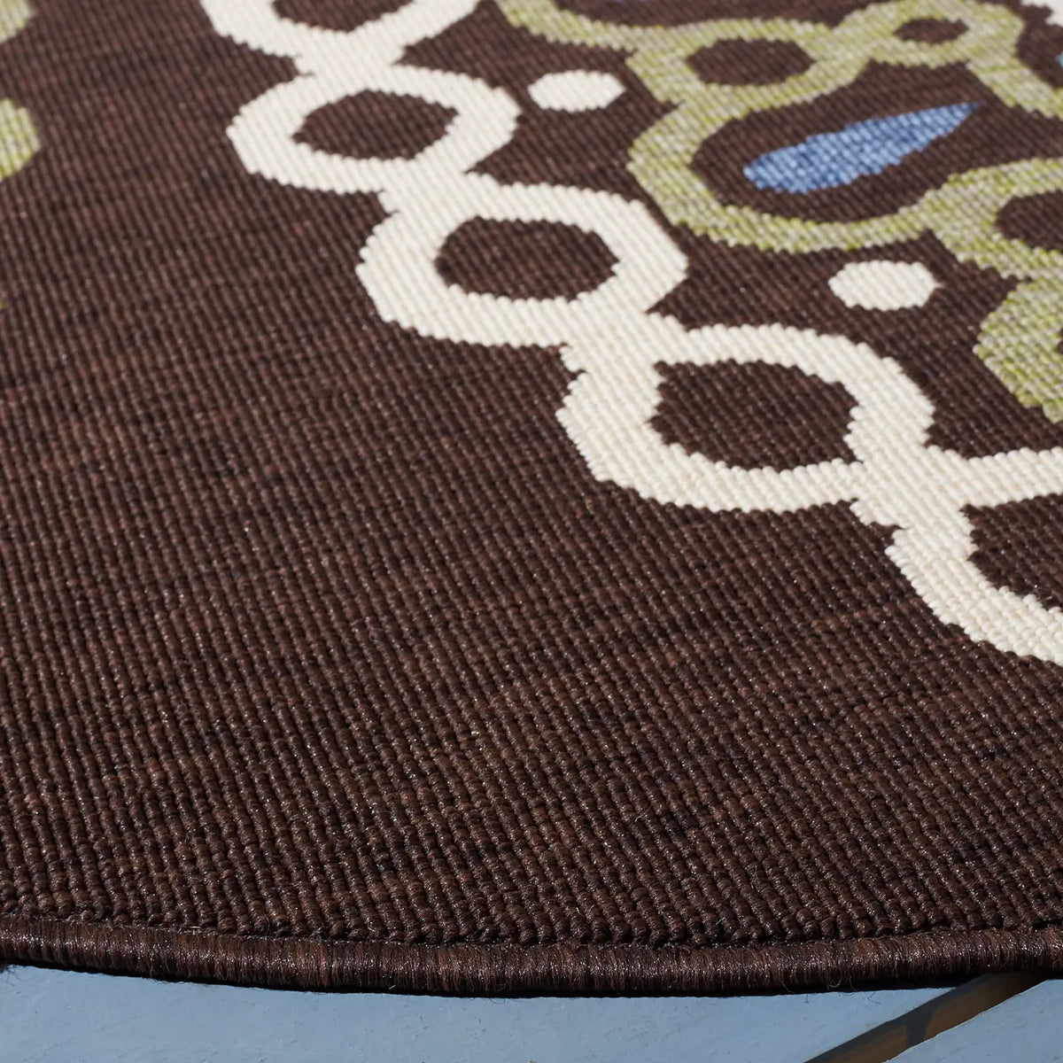 Safavieh Veranda 5'-3" x 5'-3" Rug in Chocolate / Blue