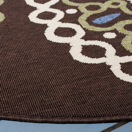 Safavieh Veranda 5'-3" x 5'-3" Rug in Chocolate / Blue