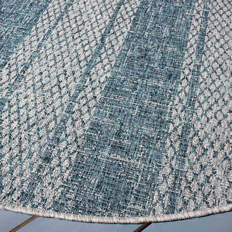 Safavieh Courtyard 5'-3" x 5'-3" Rug in Light Grey / Teal