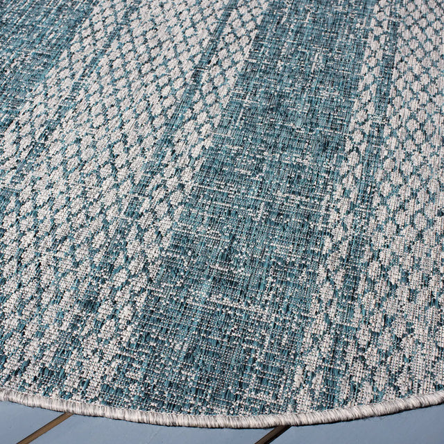 Safavieh Courtyard 5'-3" x 5'-3" Rug in Light Grey / Teal