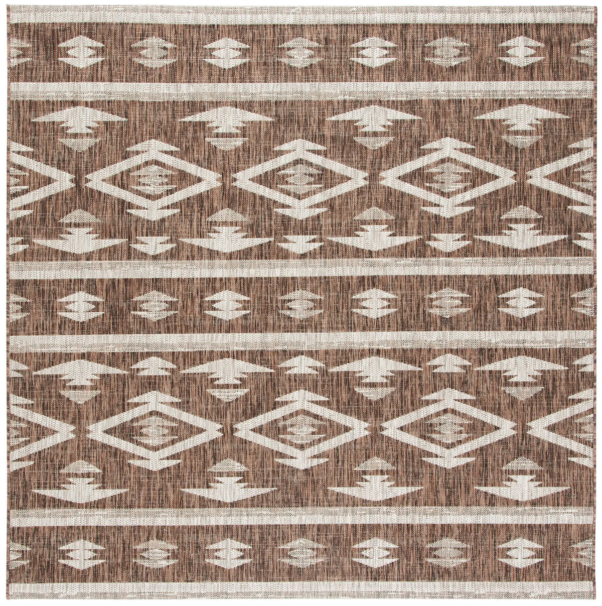 Safavieh Courtyard 6'-7" x 6'-7" Rug in Brown / Ivory